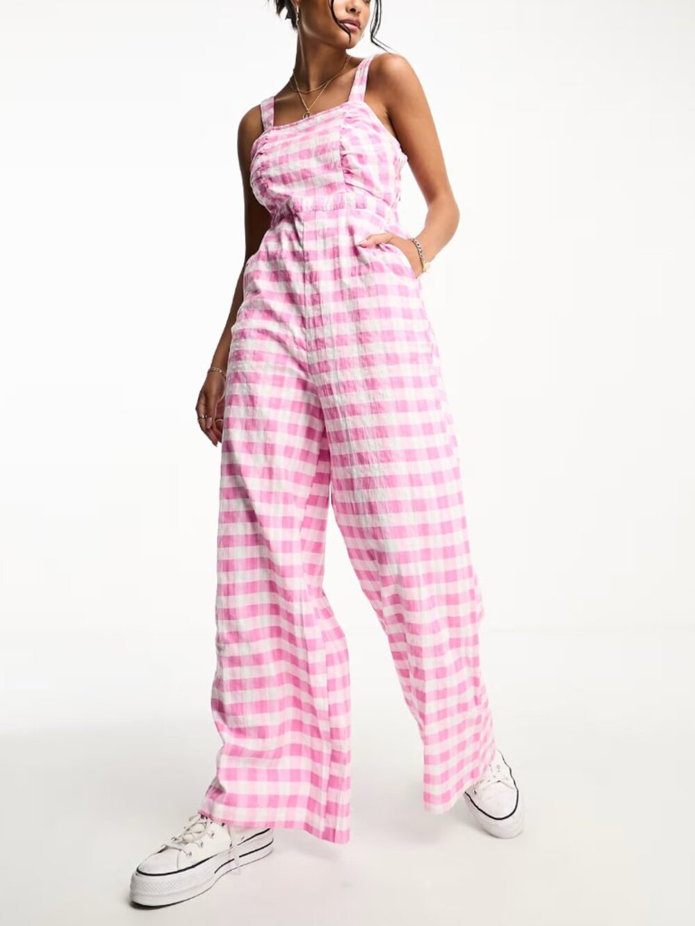 NWT Monki Gingham Jumpsuit Size 6